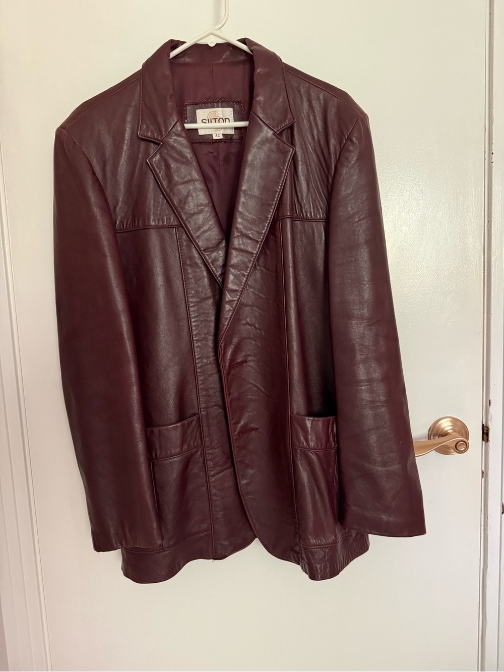 Classic Men's Burgundy Leather Jacket by Silton